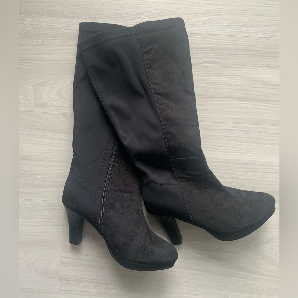 Lane Bryant Women’s Black Knee-High Heeled Boots (Size 8 Wide) - 921990 🖤